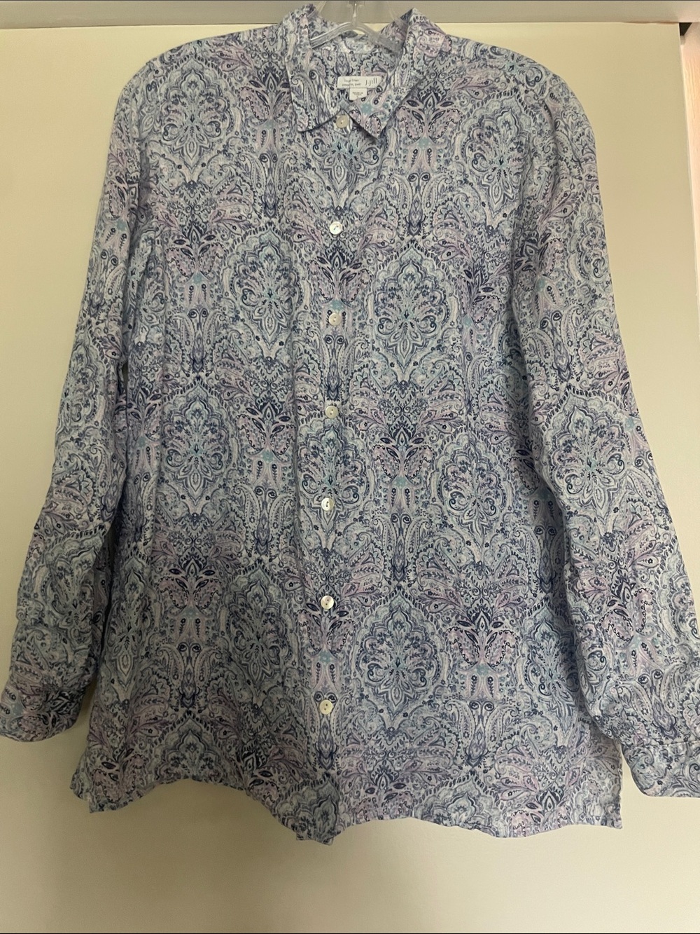 J. Jill Blue and Lavender Paisley Button-Up Blouse